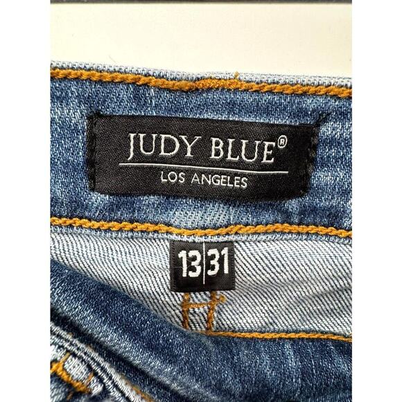 Judy Blue Bootcut Jeans Women's 13/31 Blue Denim 5-Pockets Distressed Zip Fly - Picture 4 of 7